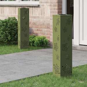 Solarno LED svetilo za pot 2 pcs Oljčno zelena Medenina