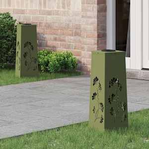 Solarno LED svetilo za pot 2 pcs Oljčno zelena Medenina