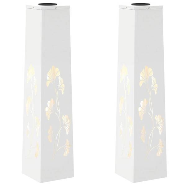 vidaXL P&auml;ikese LED k&auml;igutee tuli 2 tk Soe valge 18 x 18 x 80 cm