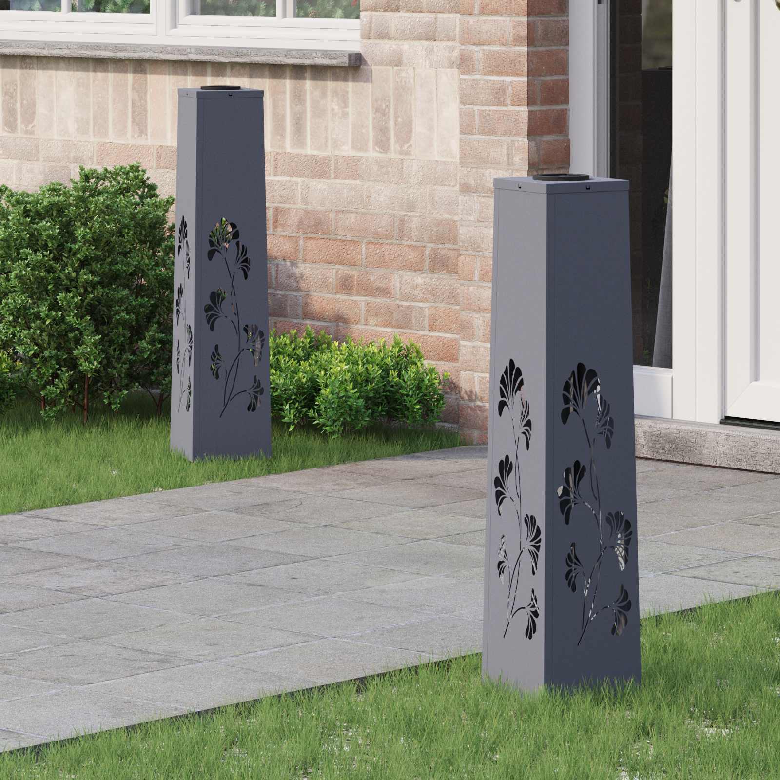 vidaXL Solar LED Weg Licht 2 pcs Anthrazit Kalt gewalzter Stahl