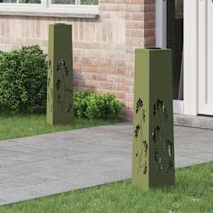 Solarno LED svetilo za pot 2 pcs Oljčno zelena Medenina