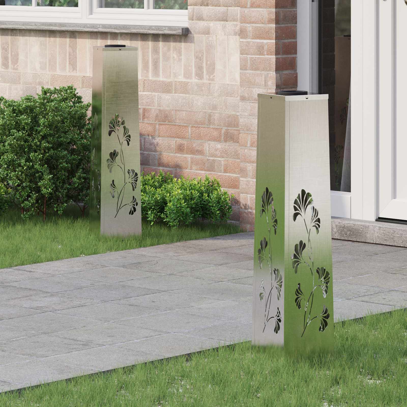 vidaXL Solar LED Weg Licht 2 pcs Silber Edelstahl