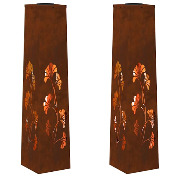 vidaXL P&auml;ikese LED k&auml;igutee tuli 2 tk Soe valge 18 x 18 x 80 cm