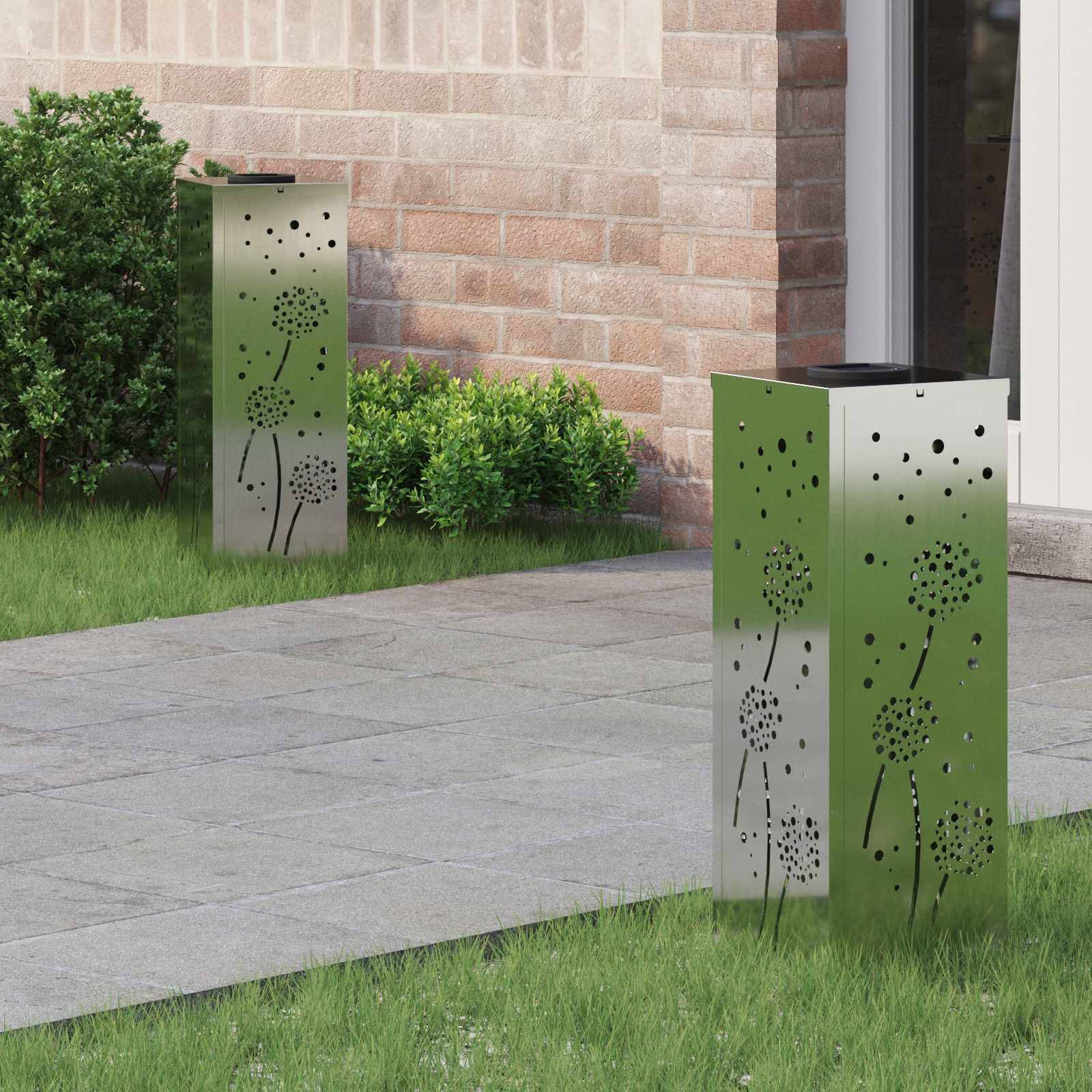 vidaXL Solar LED Weg Licht 2 pcs Silber Galvanisiertes Stahl