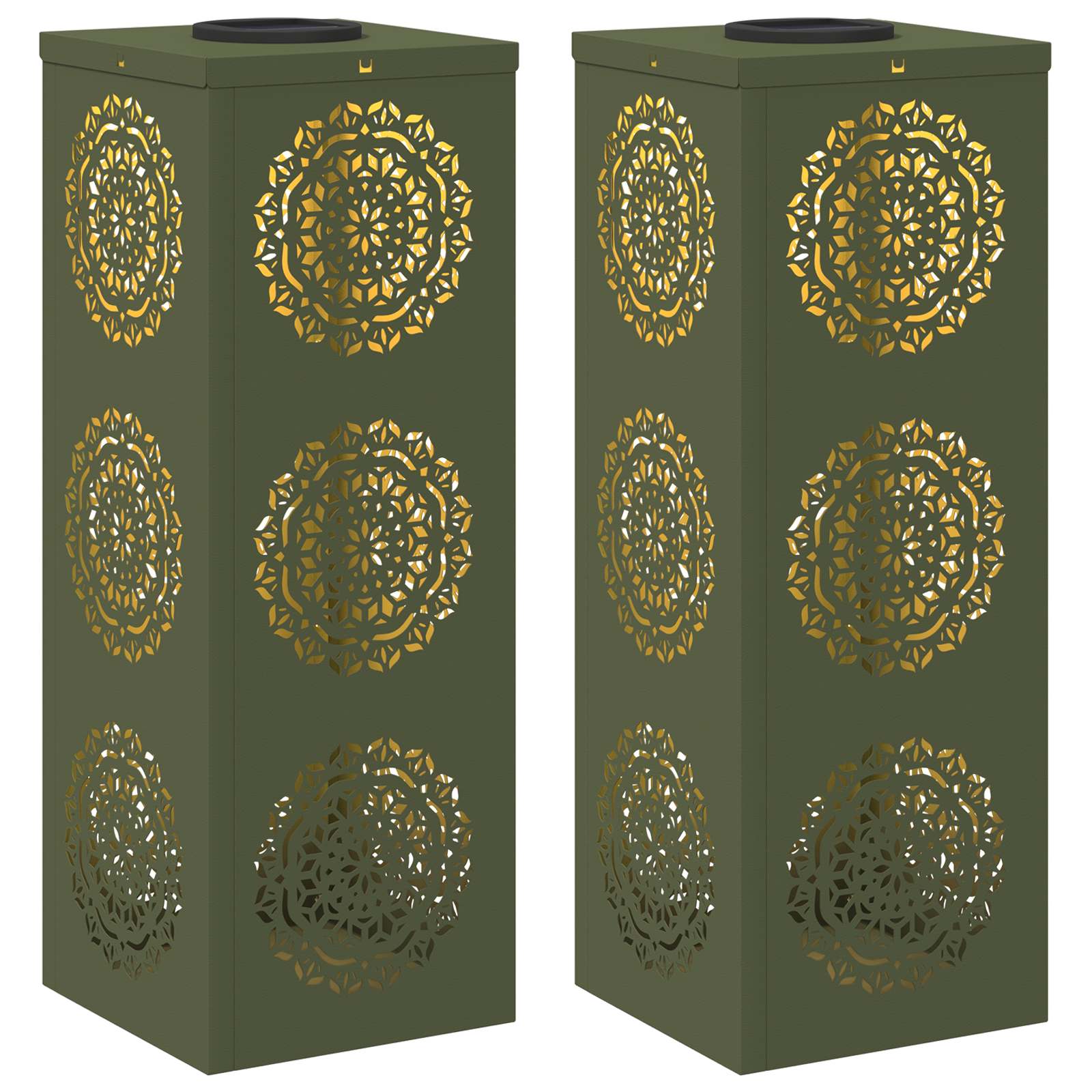 Solar LED Pad Licht 2 pcs Olijf Groen Koudgewalst staal image 2