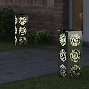 Solární LED Cestovní Světlo 2 pcs Stříbrná Pozinkovaná ocel - obrázek 3
