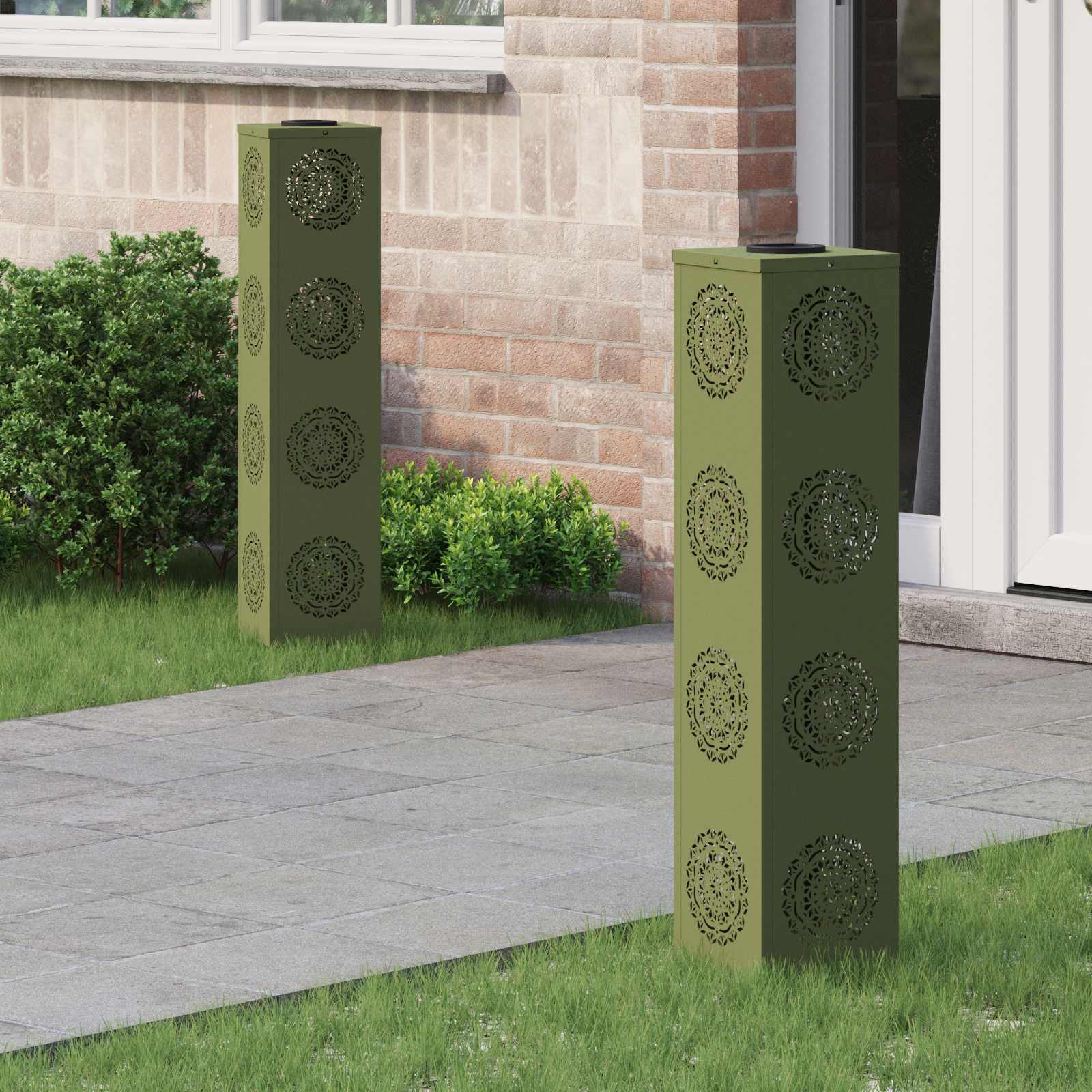 Solar LED Pad Licht 2 pcs Olijf Groen Koudgewalst staal image 1