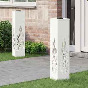 Solarno LED svetilo za pot 2 pcs Bela Medenina