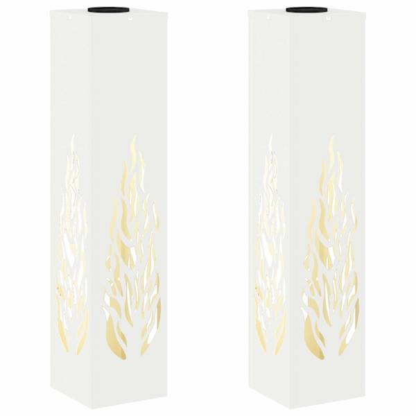vidaXL P&auml;ikese LED k&auml;igutee tuli 2 tk Soe valge 18 x 18 x 80 cm