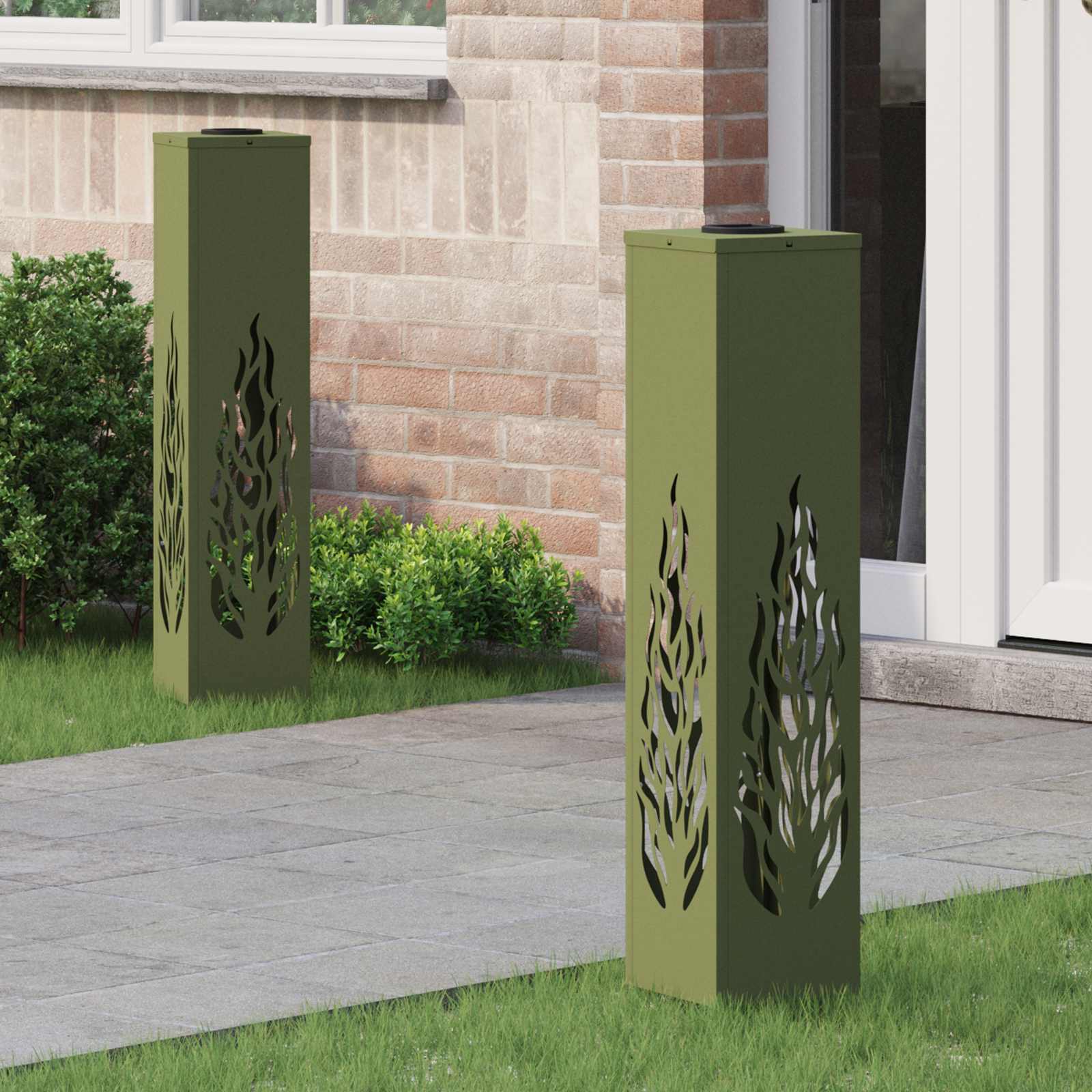 Solar LED Pad Licht 2 pcs Olijf Groen Koudgewalst staal image 1