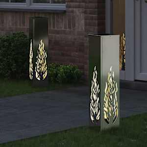 Solární LED Cestovní Světlo 2 pcs Stříbrná Pozinkovaná ocel - obrázek 3