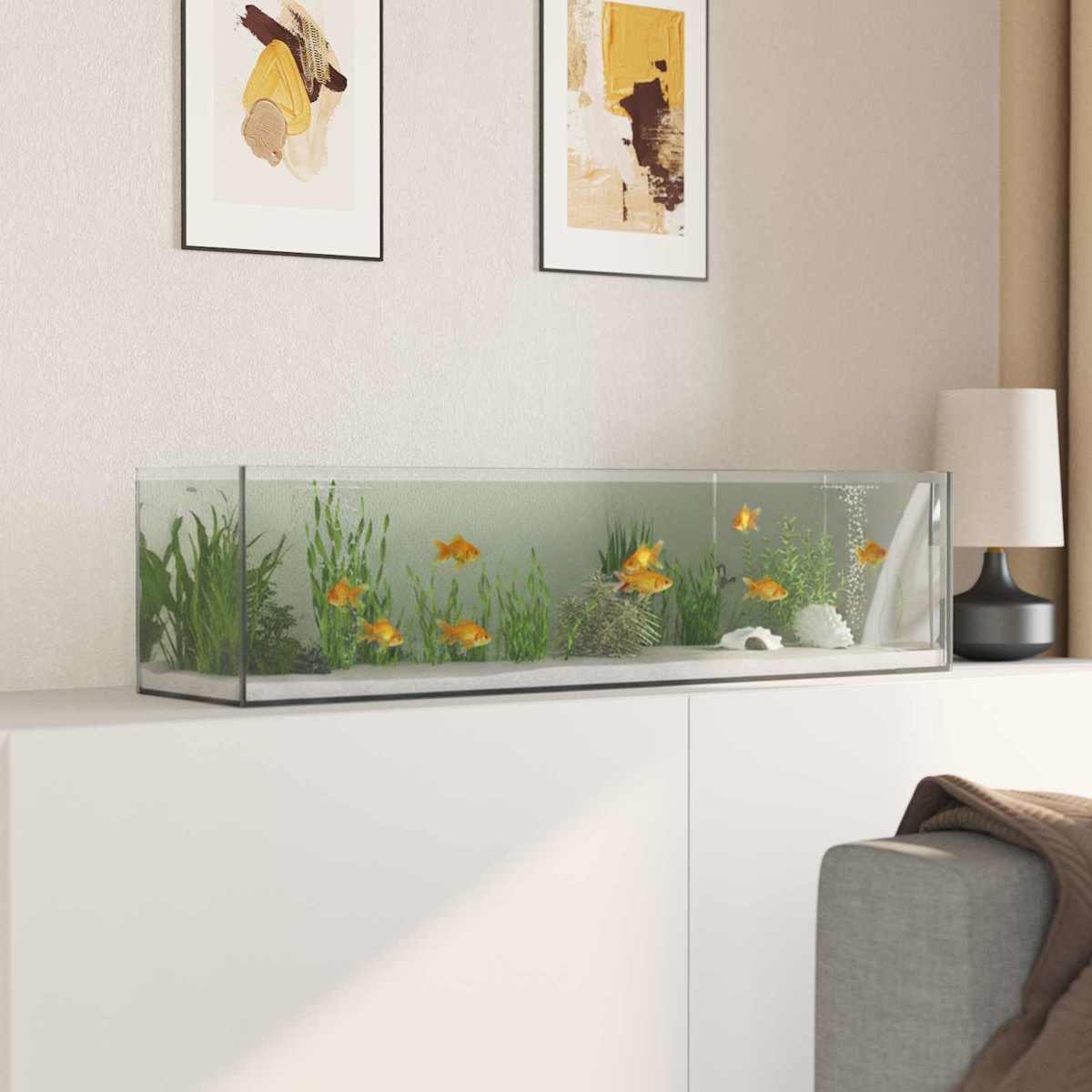 Akvarium med opbevaring Transparent Glas - Billede 4