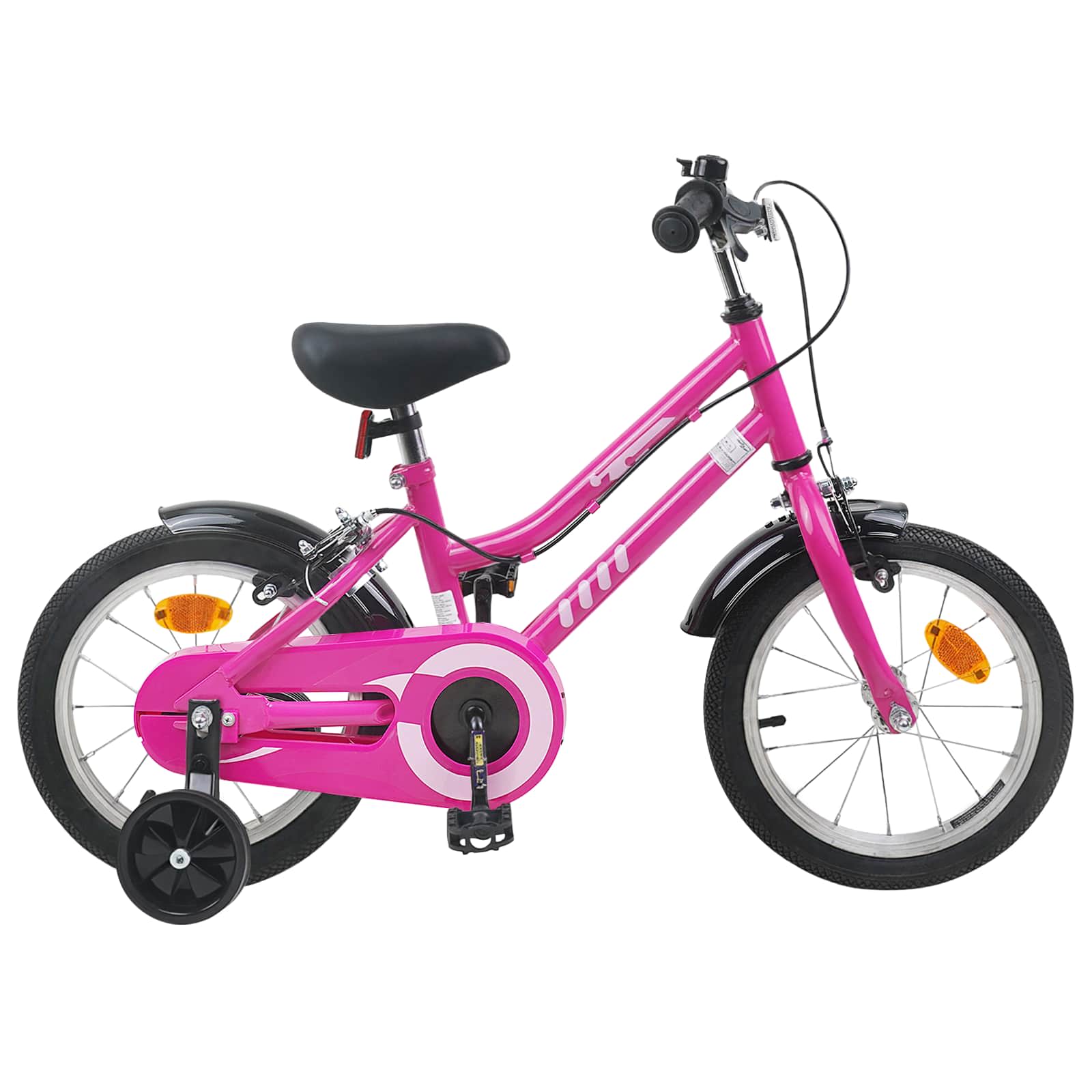 vidaXL Bicicletă pentru Copii 16 Inci pentru 4-6 ani Roz Negru