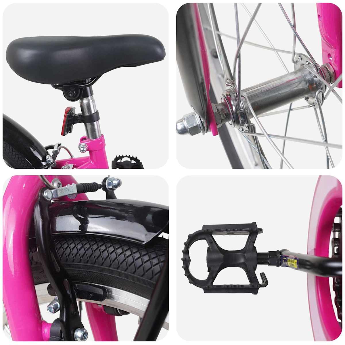 Børnecykel til børn i alderen 6-11 år Pink Sort - Billede 4