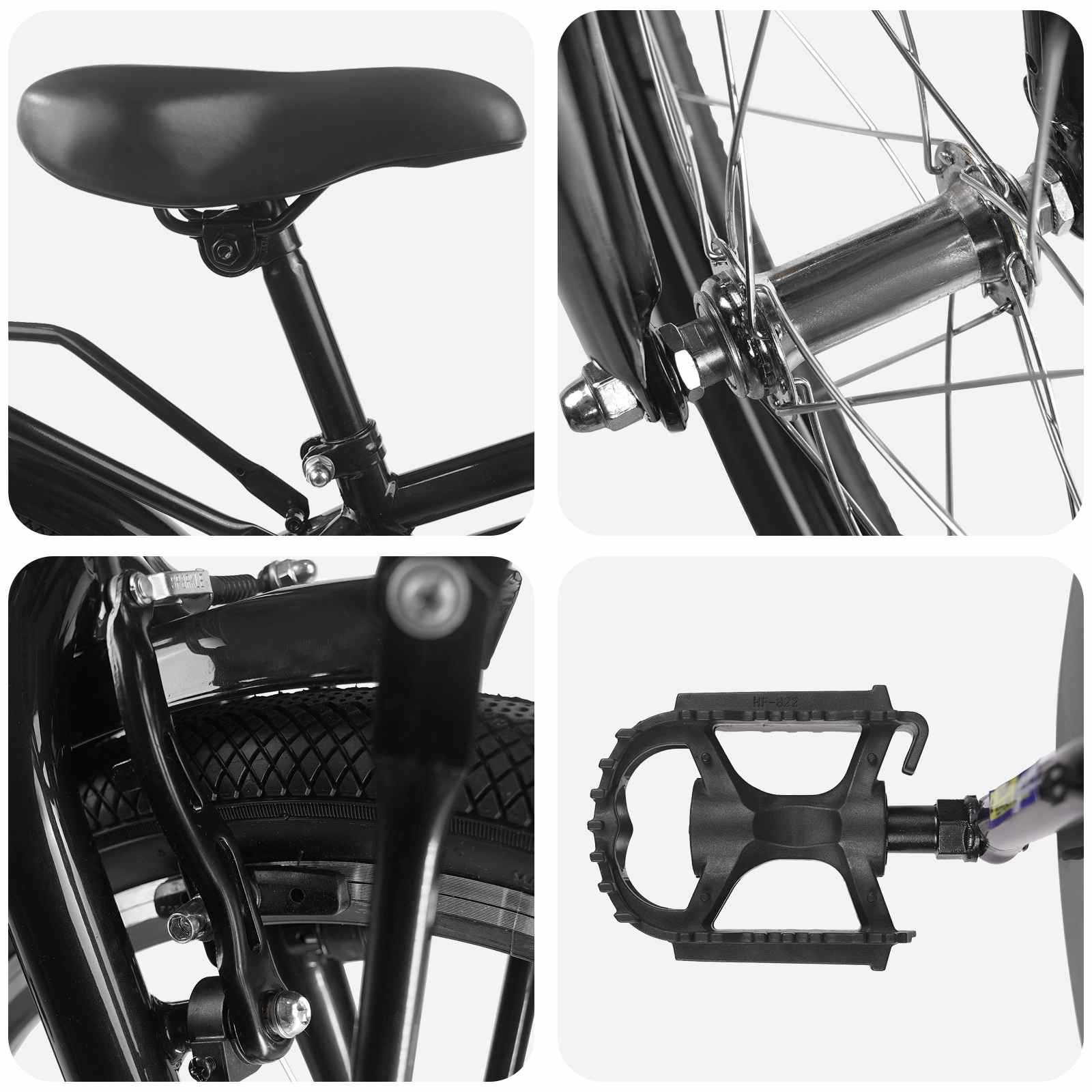 Otroško Kolo 22 Palcev za otroke od 7 do 12 let Črna