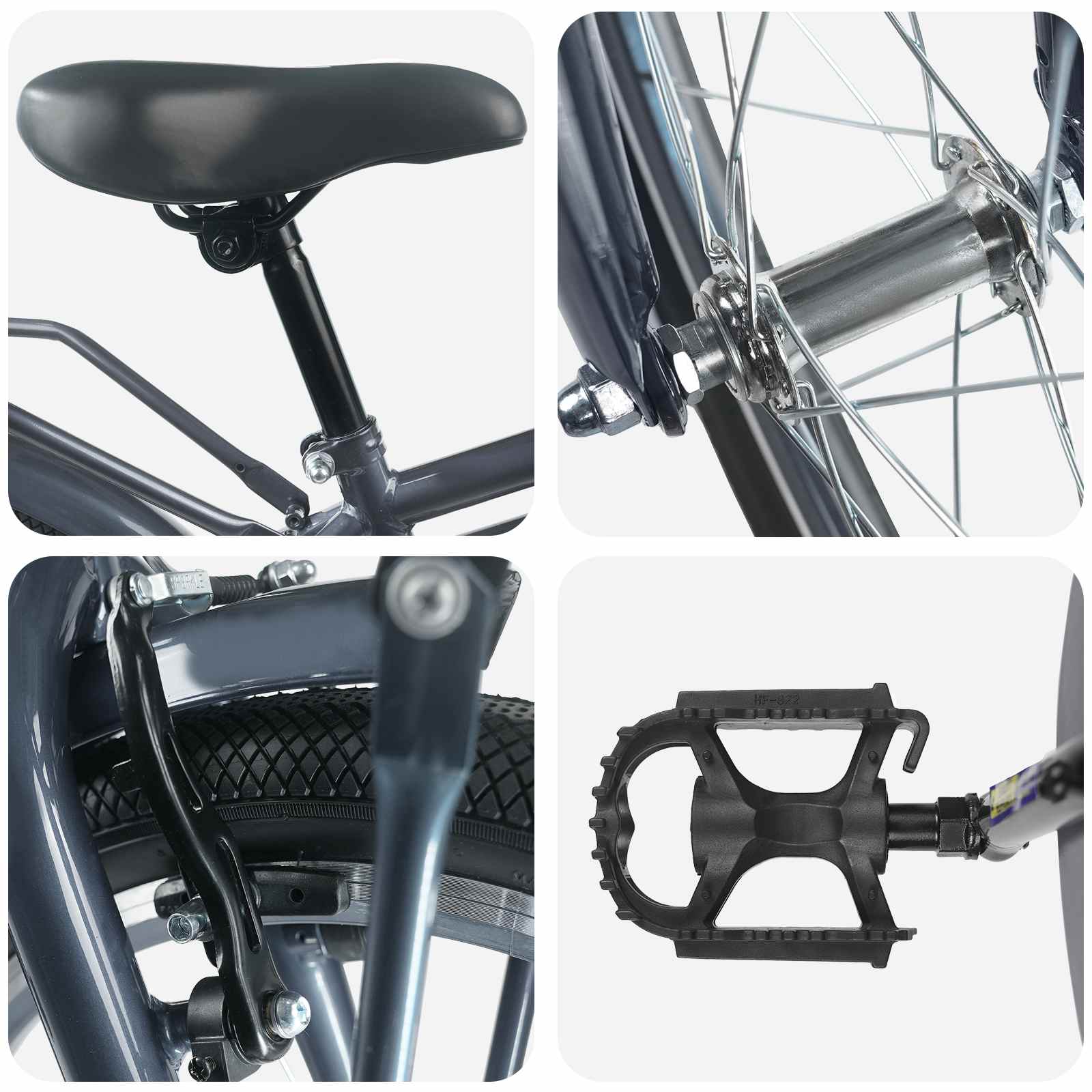 Kinderfiets 22 Inch voor 7-12 jaar oud Donkergrijs - Afbeelding 4