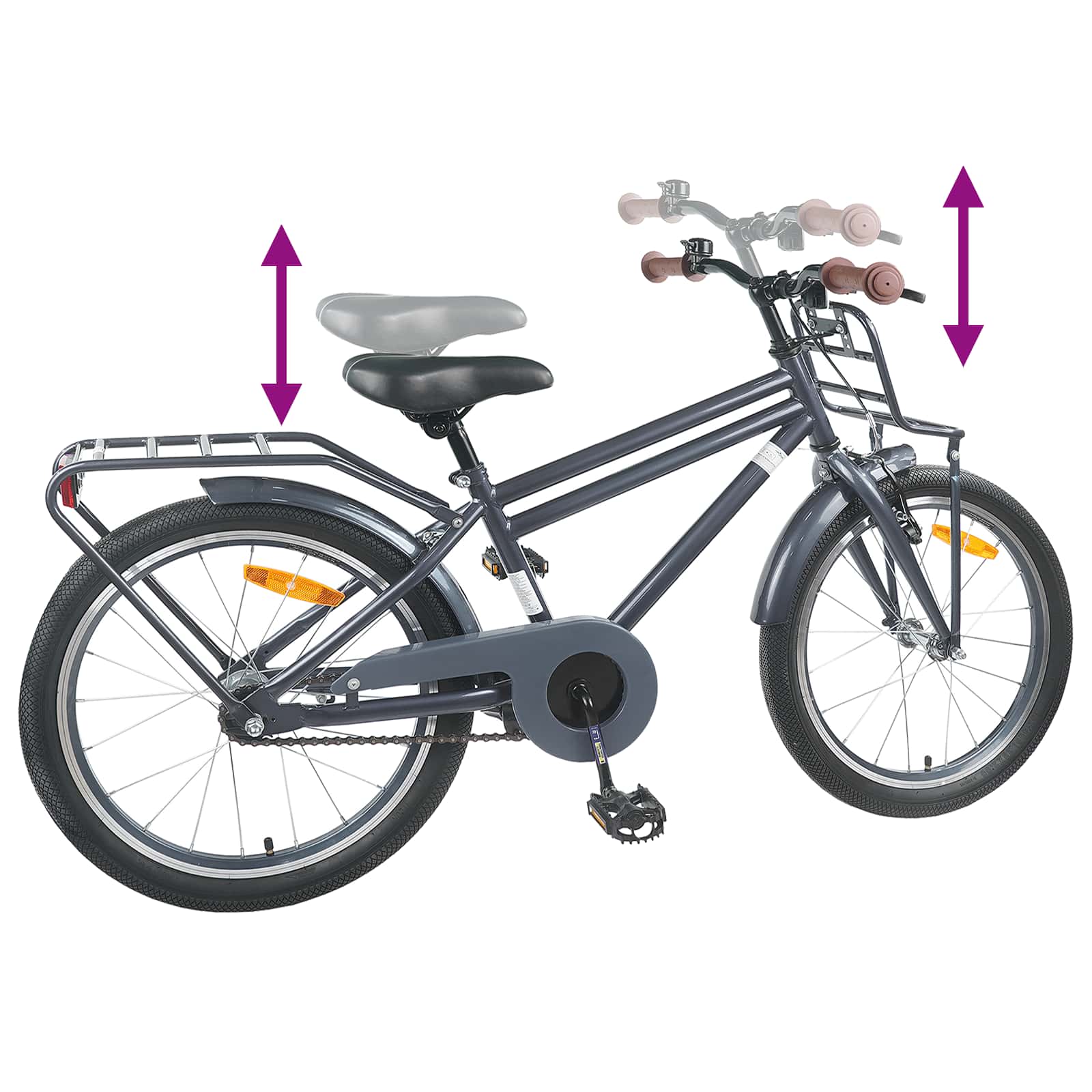 Kinderfiets 22 Inch voor 7-12 jaar oud Donkergrijs - Afbeelding 7