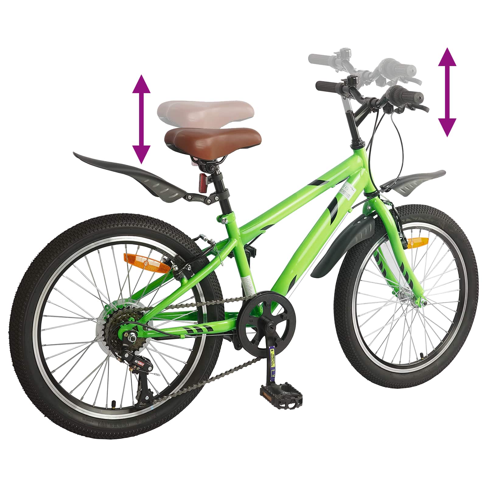 Bērnu Velosipēds 24 Collas 6-Speed no 8 līdz 12 gadiem Zaļa