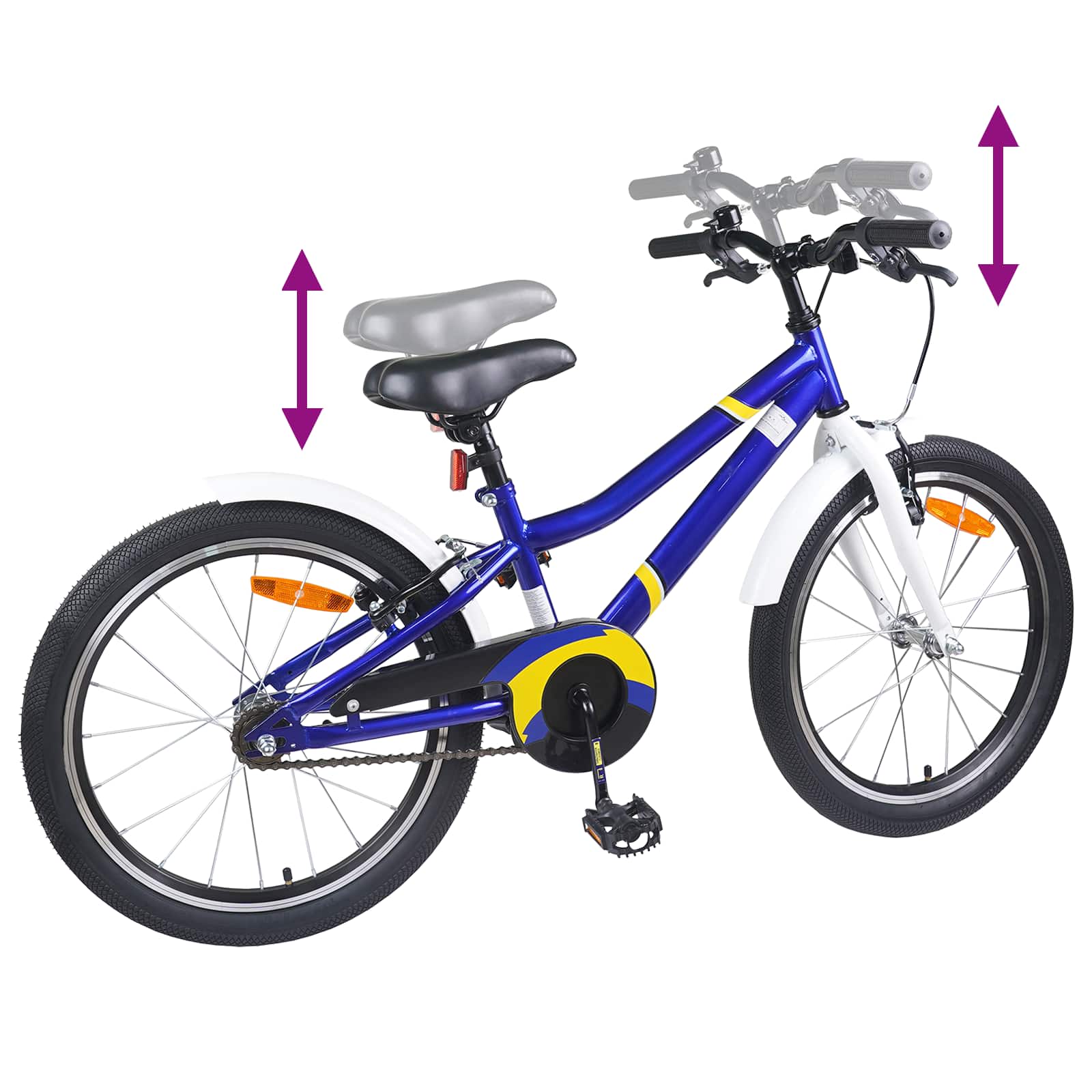 Kinderfiets 24 Inch voor 8-12 jaar oud Blauw Wit - Afbeelding 7