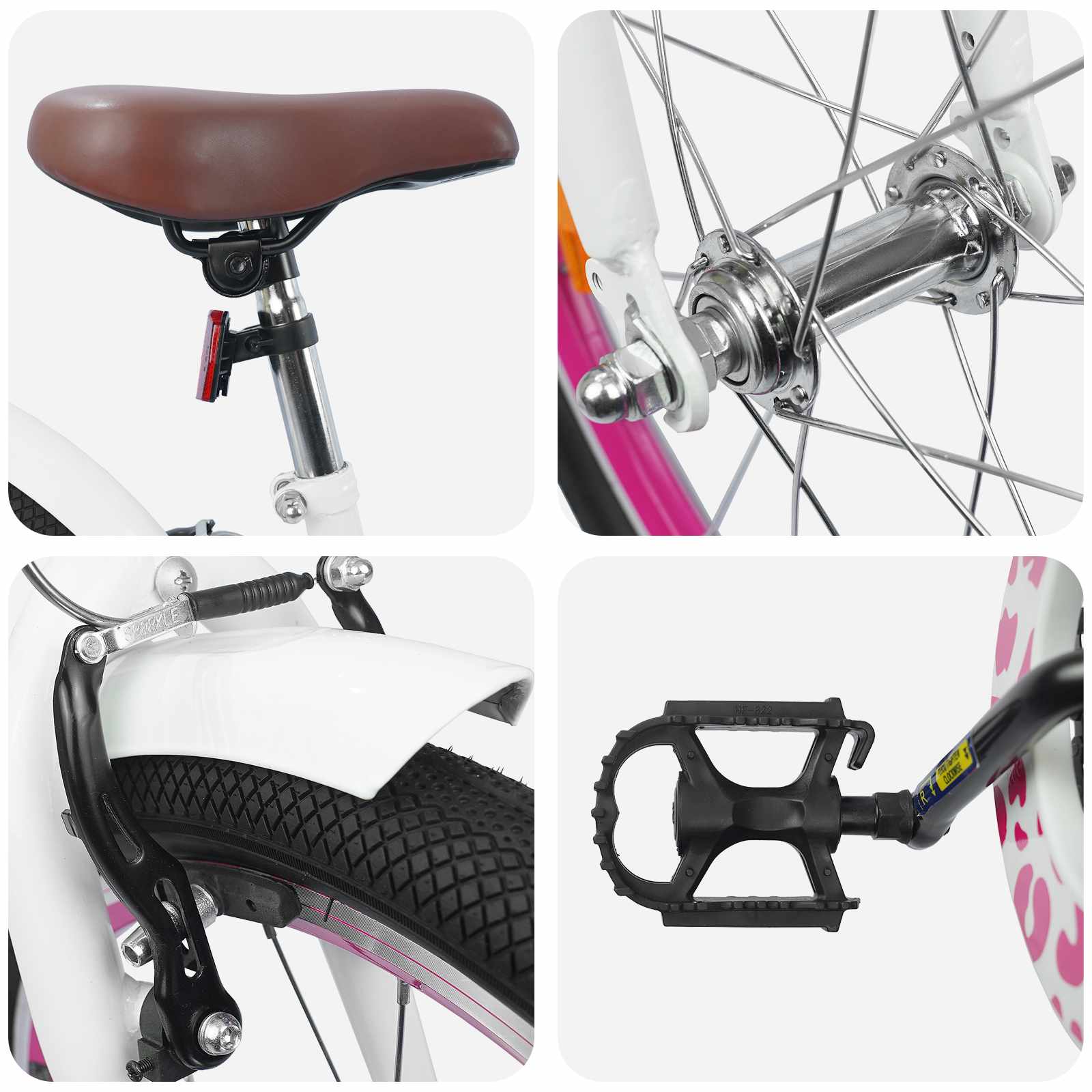 Otroško Kolo S Pomožnimi Kolesi 18 Palcev za 5-7 let Bela - slika 4