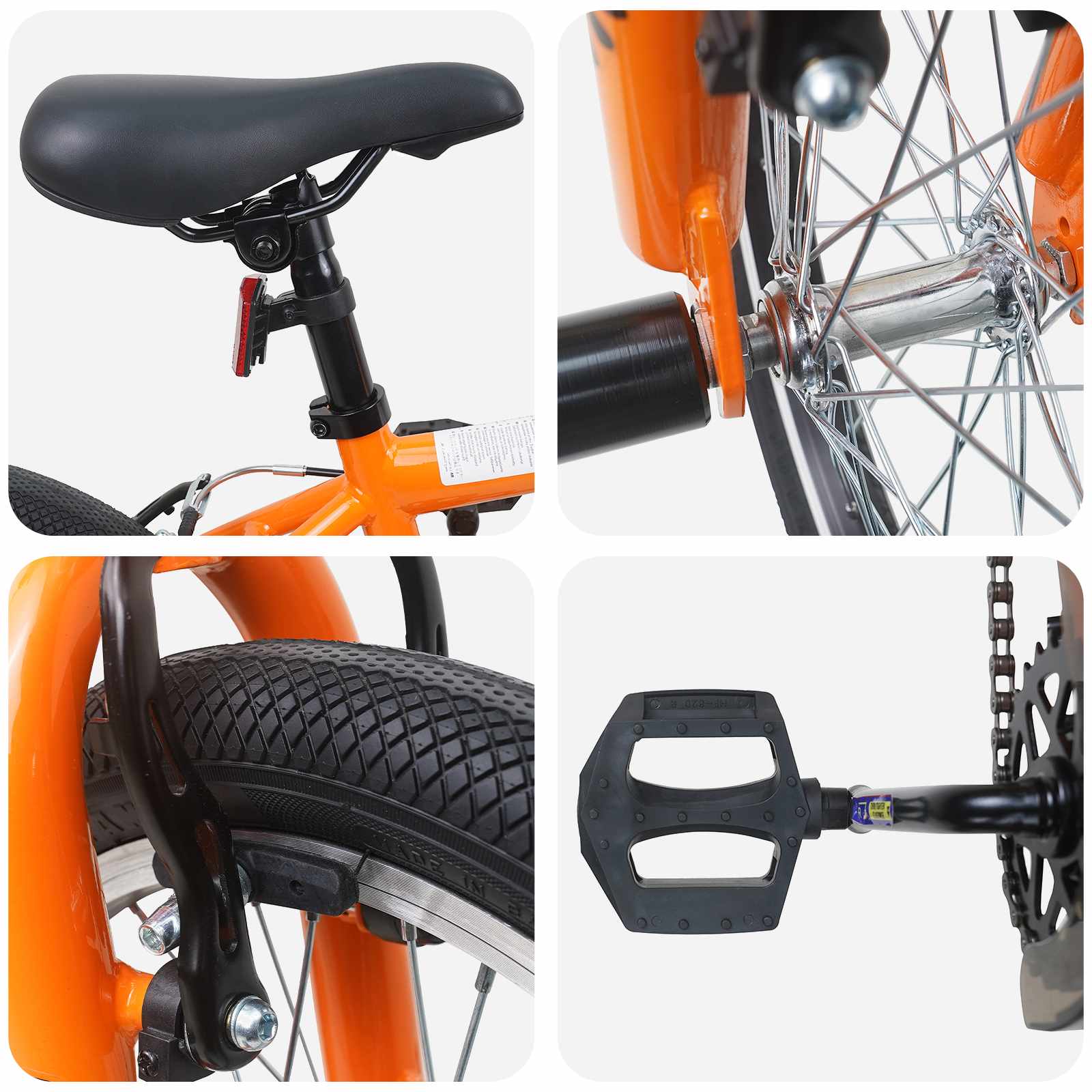BMX Rad 16 Zoll für 5-8 Jahre alt Orange – Ansicht 4