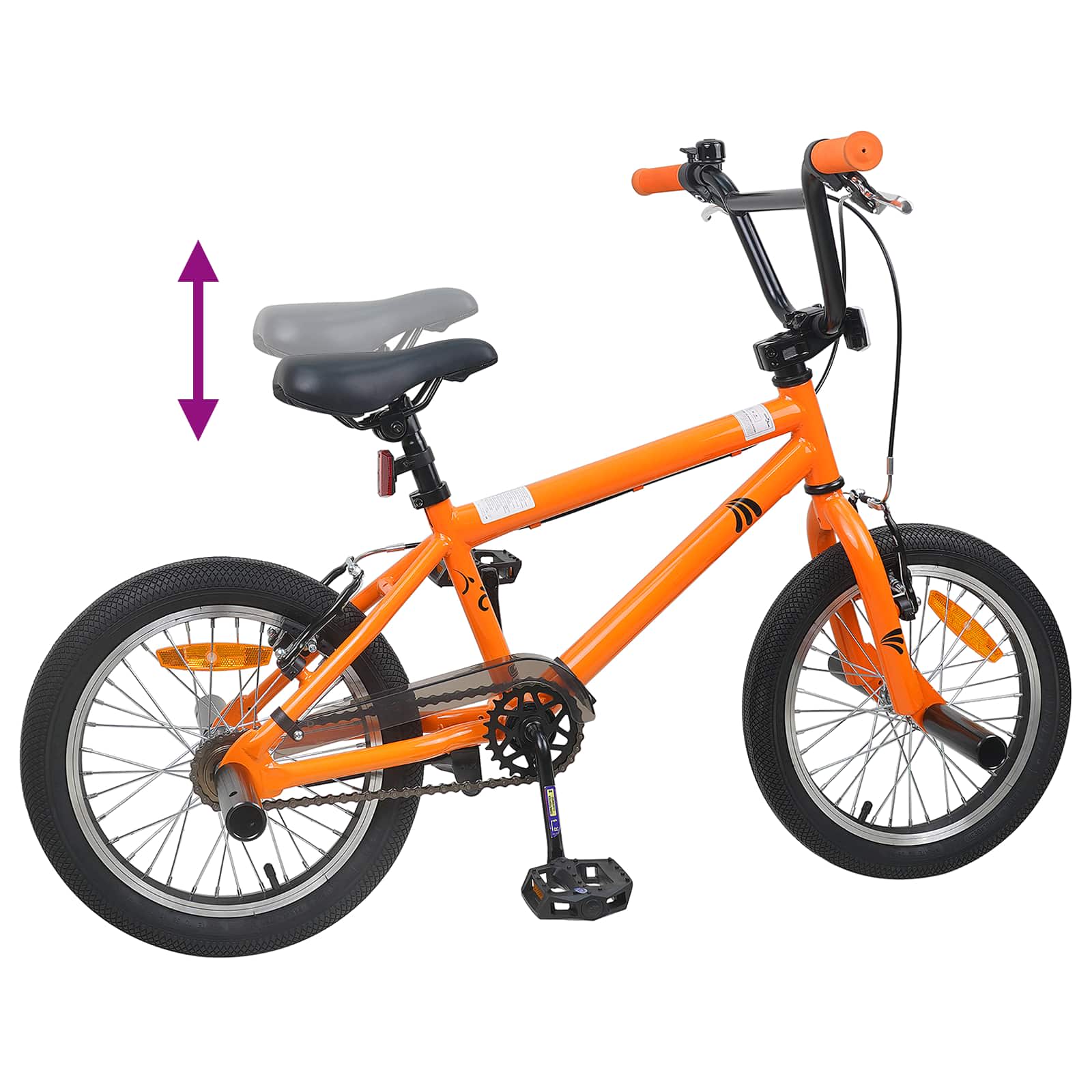 BMX Rad 16 Zoll für 5-8 Jahre alt Orange – Ansicht 7