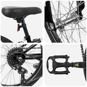 Horské Kolo 20 palců 6-Speed pro děti od 5 do 8 let Černá - obrázek 4
