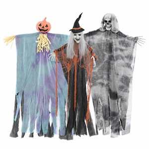 vidaXL Halloweeni Rippuv Kummitus 3 tk Mitmev&auml;rviline 61 x 97 cm