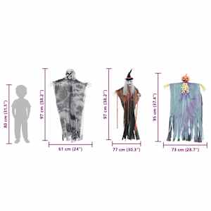 Halloweenský visící duch 3 pcs Vícebarevný 61 x 97 cm Polyester - obrázek 6