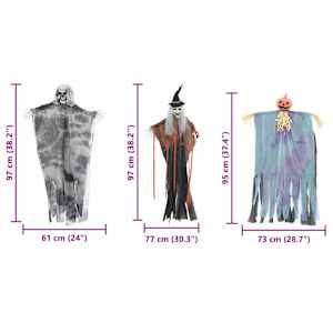 Halloweenský visící duch 3 pcs Vícebarevný 61 x 97 cm Polyester - obrázek 5