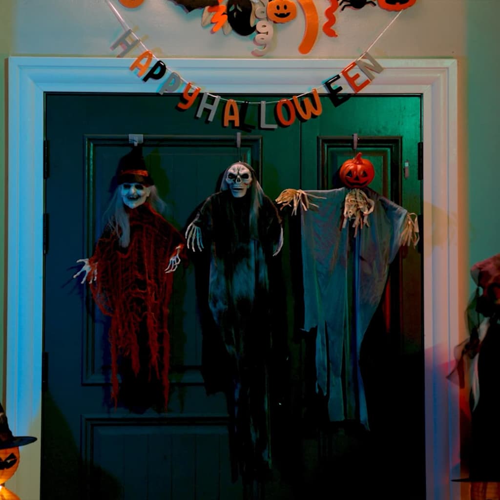 vidaXL Fantoma de Halloween Suspendată Manual 3 pcs Negru 66 x 110 cm