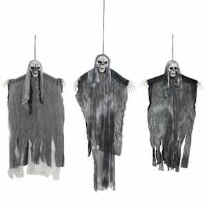 vidaXL Halloweeni Rippuv Kummitus 3 tk Must 66 x 110 cm Pol&uuml;ester