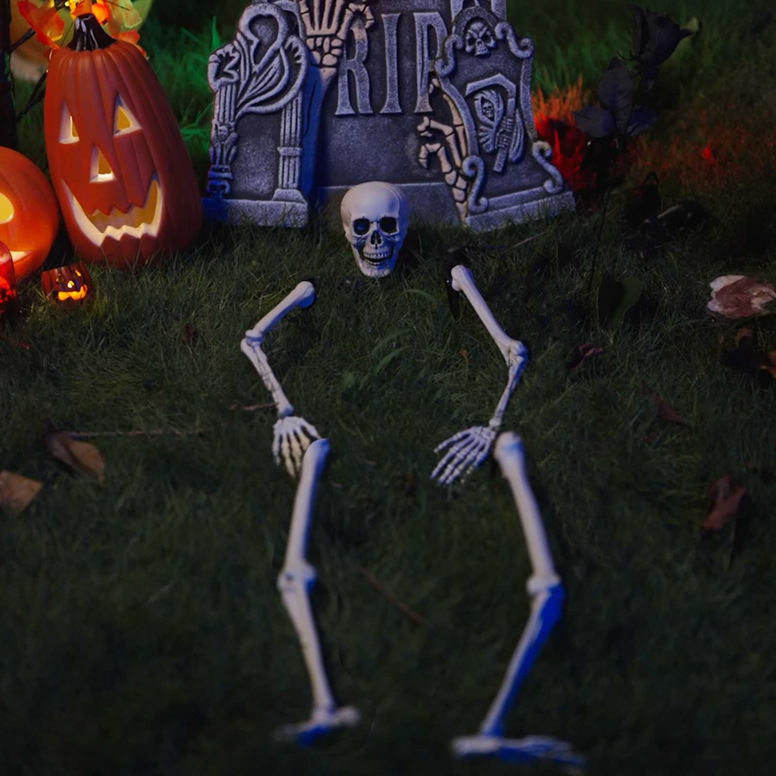 Thumbnail - vidaXL Halloween Skelett mit Boden spikes Weiß 45,5 x 13 cm