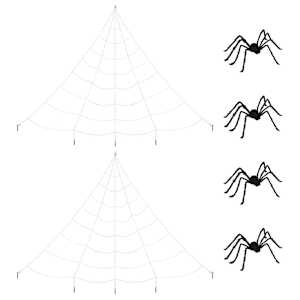 Halloweenová dekorace pavouka s pavučinami 4 pcs Černá a bílá - obrázek 2