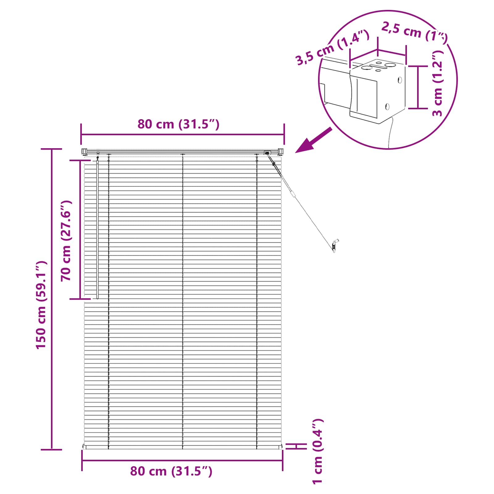 Venecijanska žaluzija Srebrno siva 150 x 80 cm PVC - slika 10