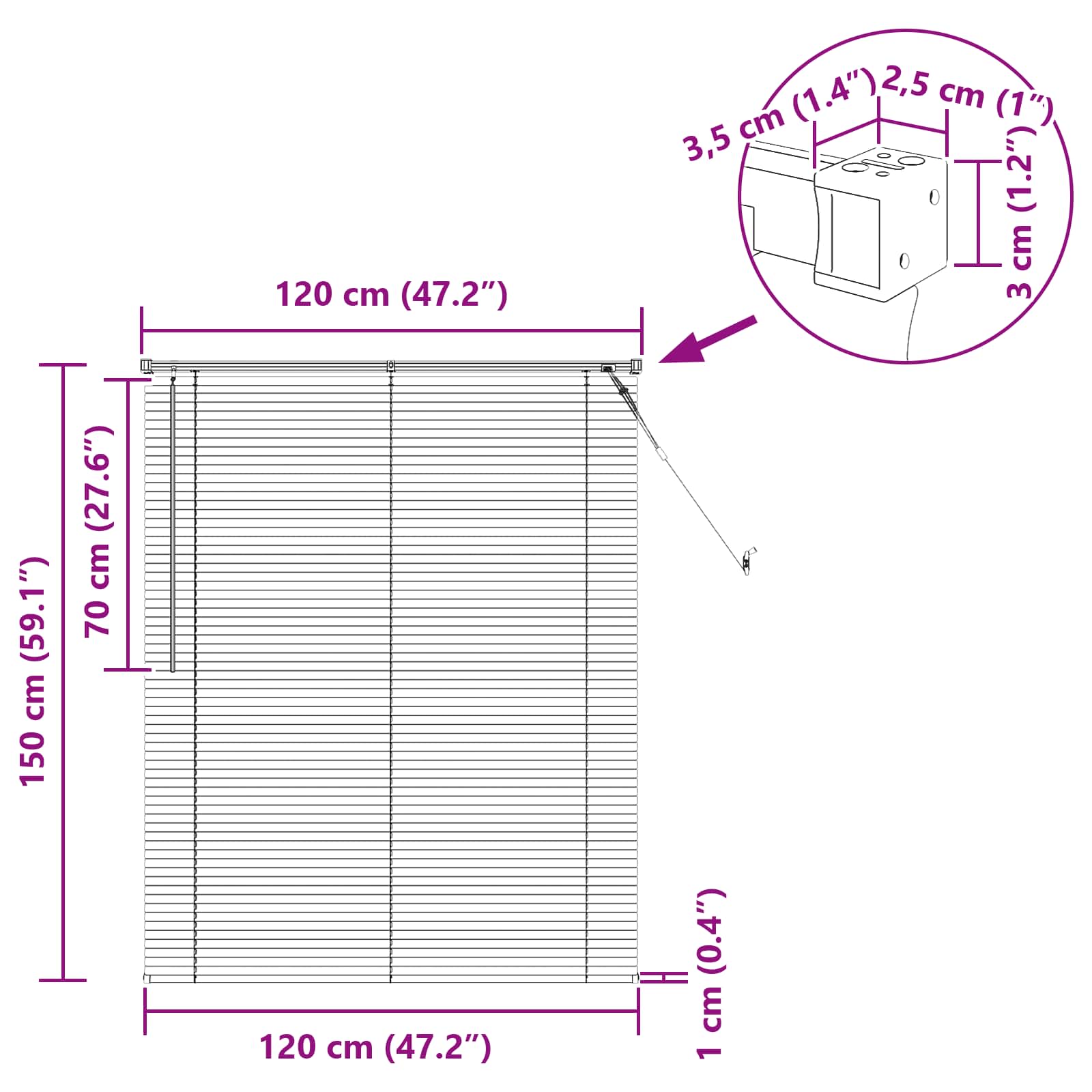 Venecijanska žaluzija Srebrno siva 150 x 120 cm PVC - slika 10