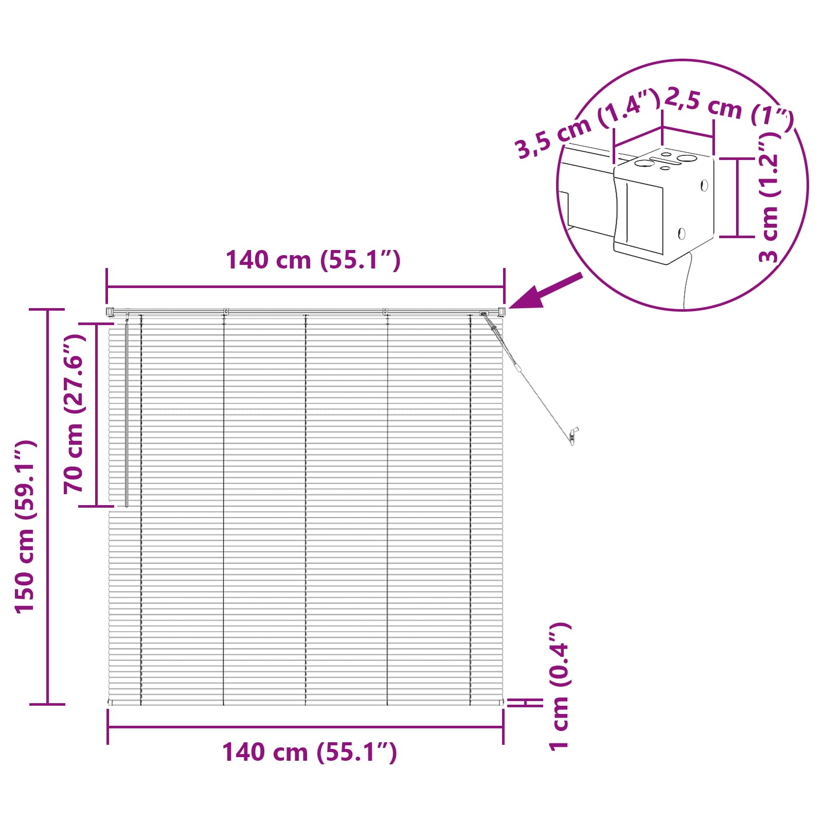 Venecijanska žaluzija Srebrno siva 150 x 140 cm PVC - slika 10