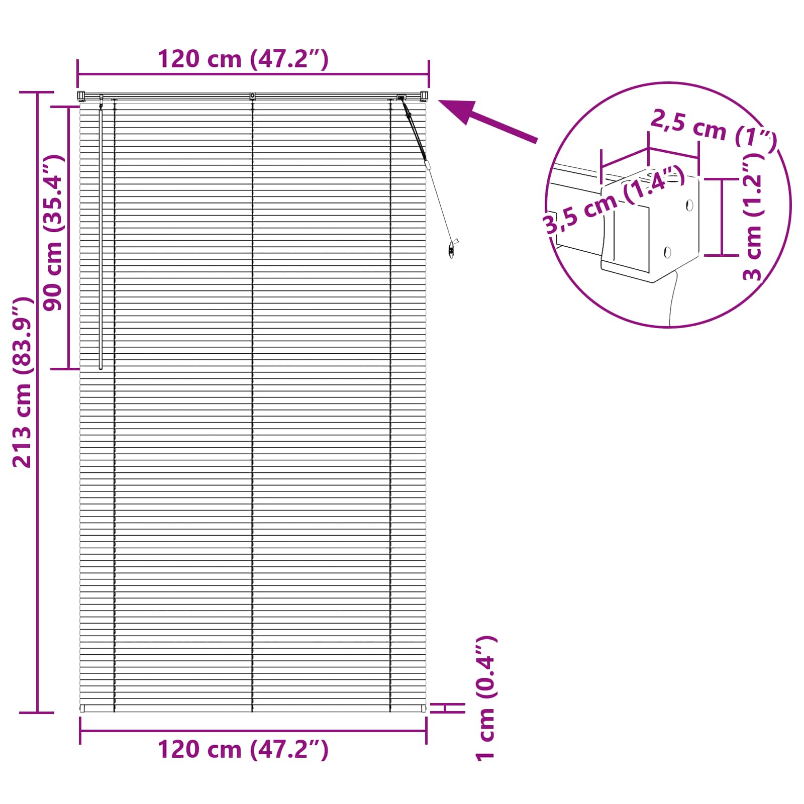 Venecijanska žaluzija Srebrno siva 213 x 120 cm PVC - slika 10
