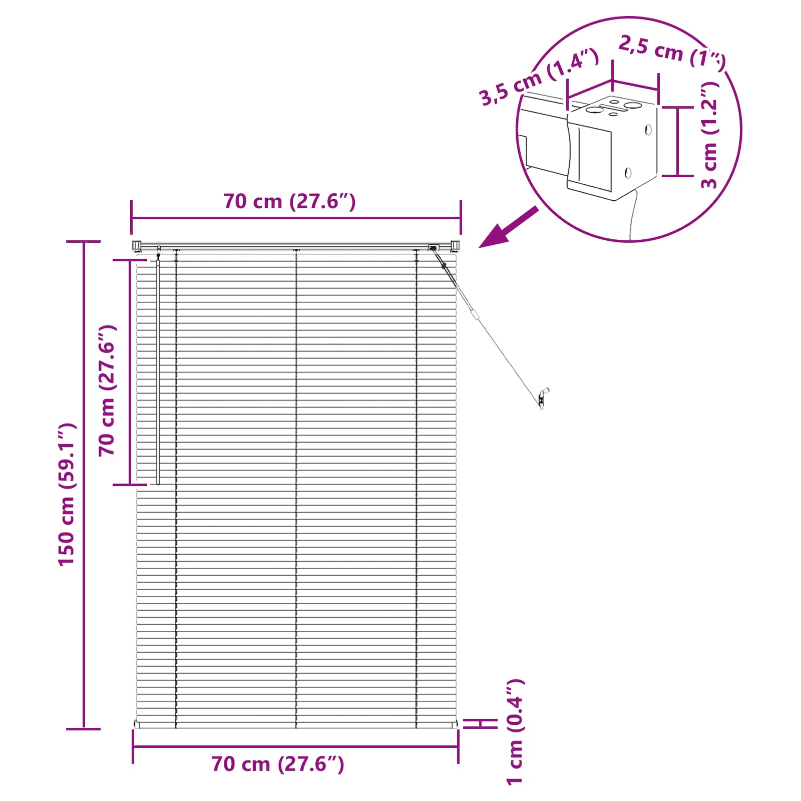 Venetiaanse Blind Verstelbaar Wit 150 x 70 cm PVC image 10