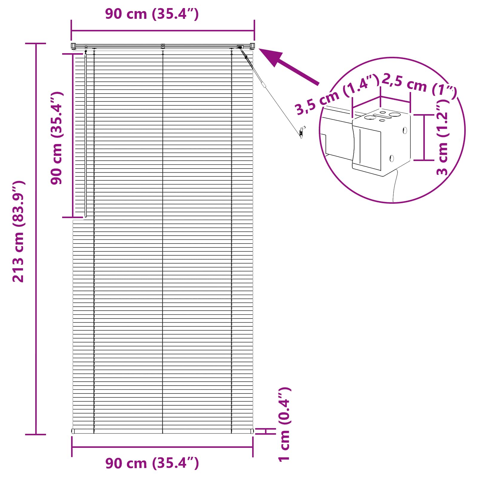 Venecijanska žaluzija Prilagodljiva Bela 213 x 90 cm PVC - slika 10