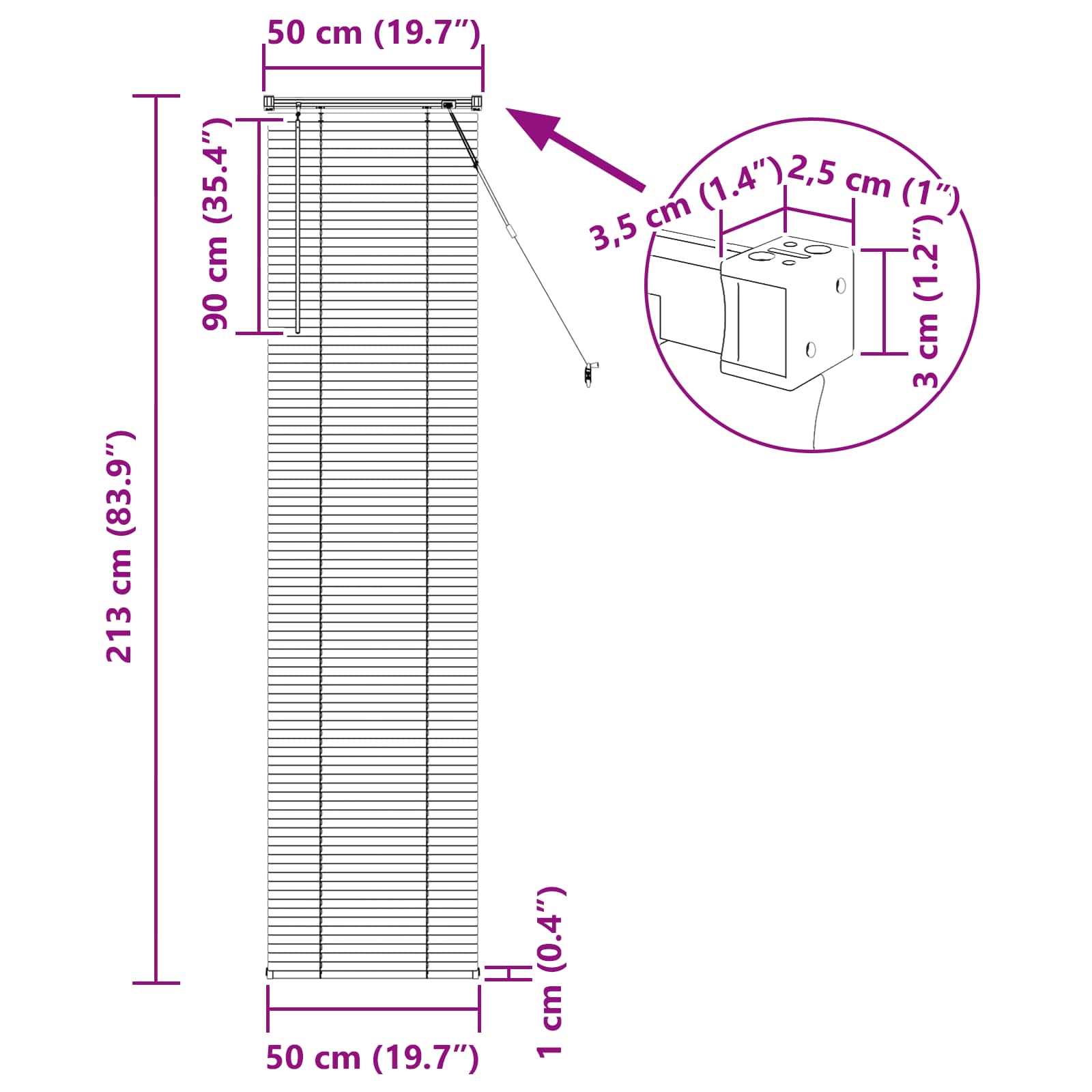 Venecijanska žaluzija Prilagodljiva Črna 213 x 50 cm PVC - slika 10