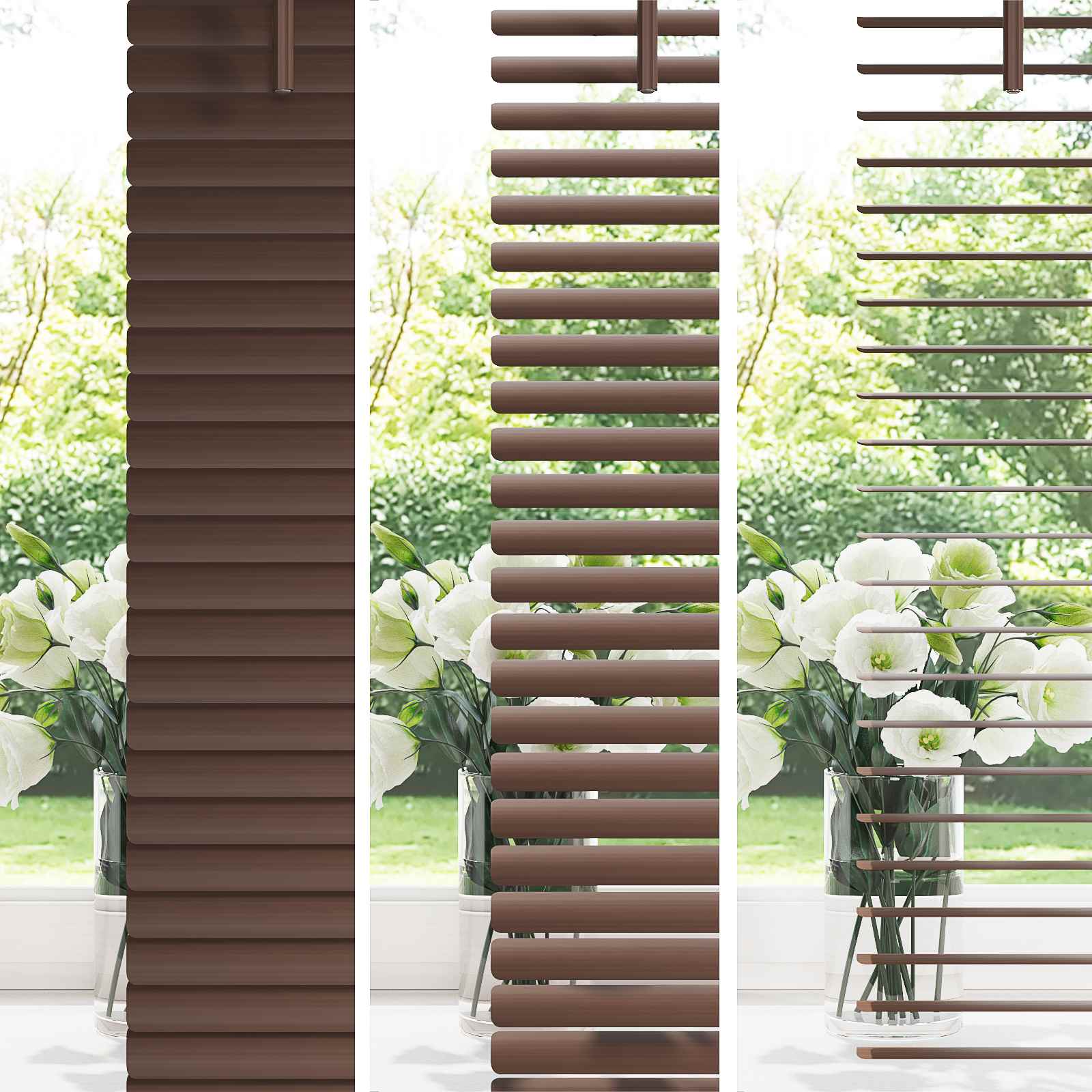 vidaXL Venetiaanse jaloezie Donkerbruin met Patroon 150 x 100 cm 25 mm bruin, foto 4