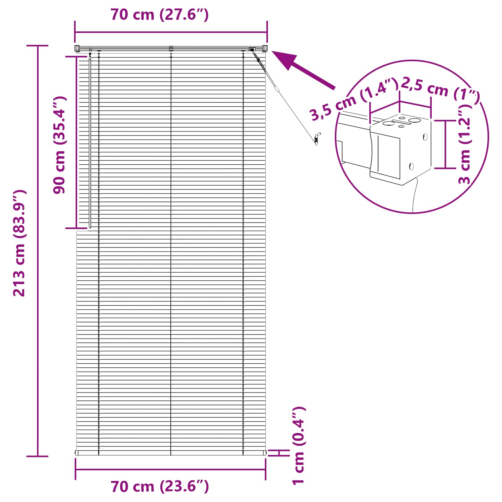 Venecijanska žaluzija Temno rjava z vzorcem 213 x 70 cm PVC - slika 10