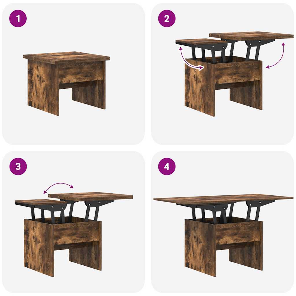 Klubska miza Dimljeni oreh 55 x 54,5 x 45 cm Konstruiran les - slika 13