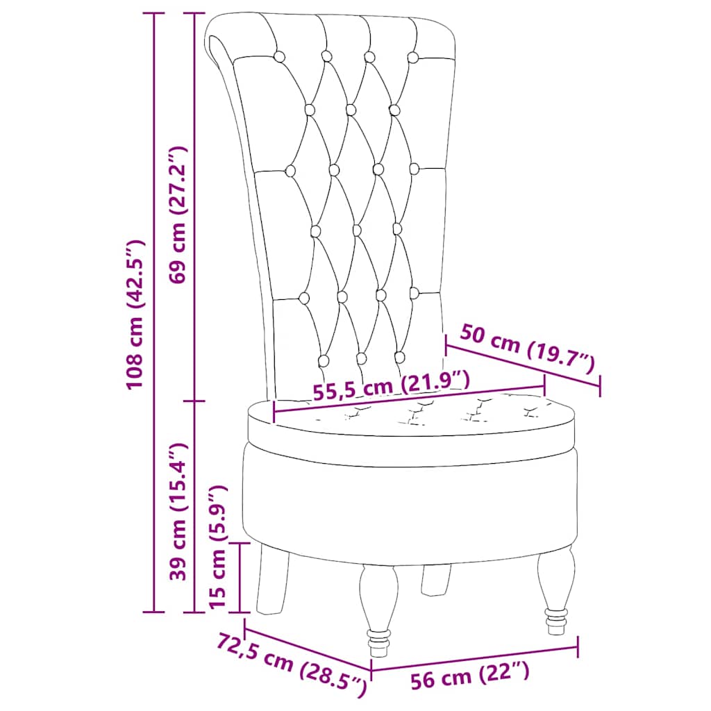 Scauncuspătarînalt Roz 56,5 x 70 x 110 cm Catifea [10]