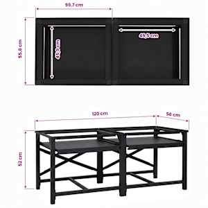 Podstavec na pračku 2 pcs Černý 120 x 56 x 52 cm Ocel - obrázek 9
