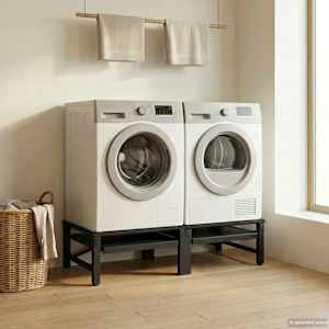 Pedestal za pralni stroj 2 pcs Črna 124,5 x 61,5 x 32,5 cm