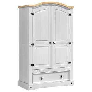 vidaXL Garderoobikapp CORONA Valge 101 x 52 x 170 cm Tahke m&auml;nd