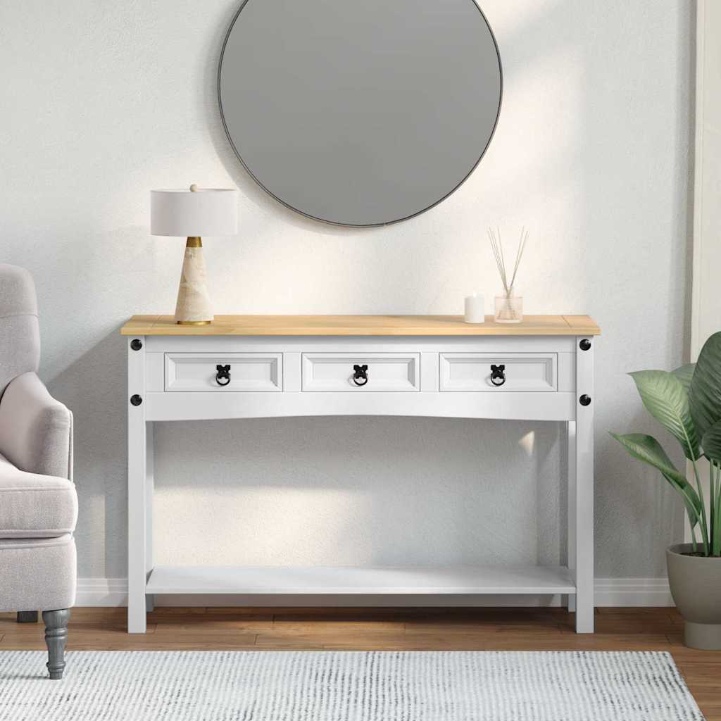 vidaXL Beistelltisch Weiß 114 x 34,5 x 73 cm Massives Kiefernholz