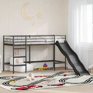 Postelja za otroke z drsnikom Črna in anthracit 75 x 190 cm